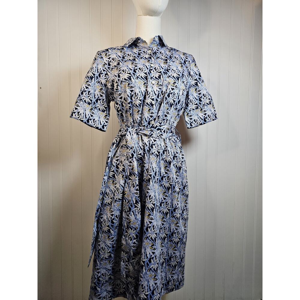 Brooks Brothers Belted Shirt Dress Women’s Size 4 Floral Bamboo Print